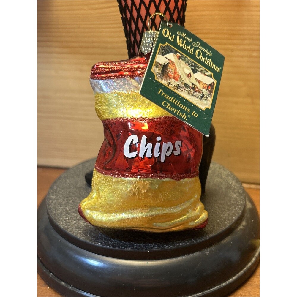 Old World Christmas Bag of Chips Blown Glass Christmas Ornament